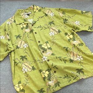 Tommy Bahama Hawaiian Silk Shirt Mens Large Button Tropical Hawaii Camp Summer